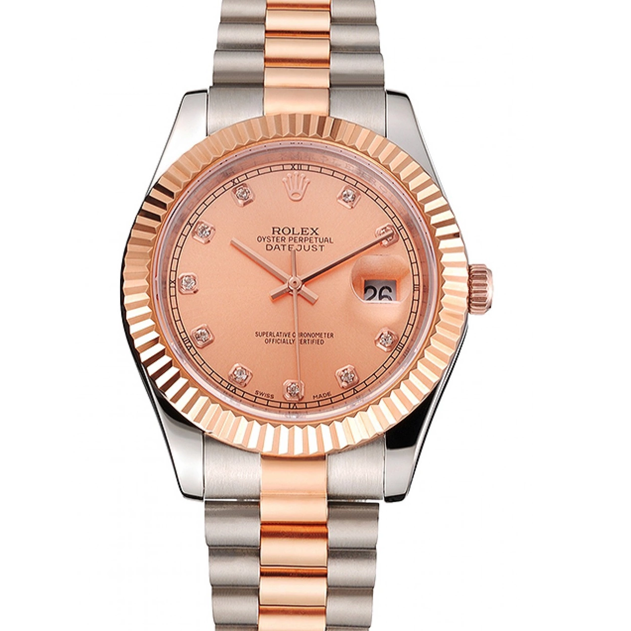 Aaa replica watch Swiss Stainless Tone Two Steel And Bezel Rolex Case Gold Dial Bracelet Rose Datejust 0722